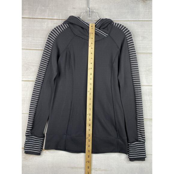 Lululemon Think Fast Hoodie Womens 4 Black White Pullover Hooded Top Active Gym - Picture 3 of 10